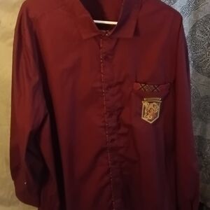 Universal Studios Harry Potter GRYFFINDOR Men's Wine Button Down Shirt Size XXLG